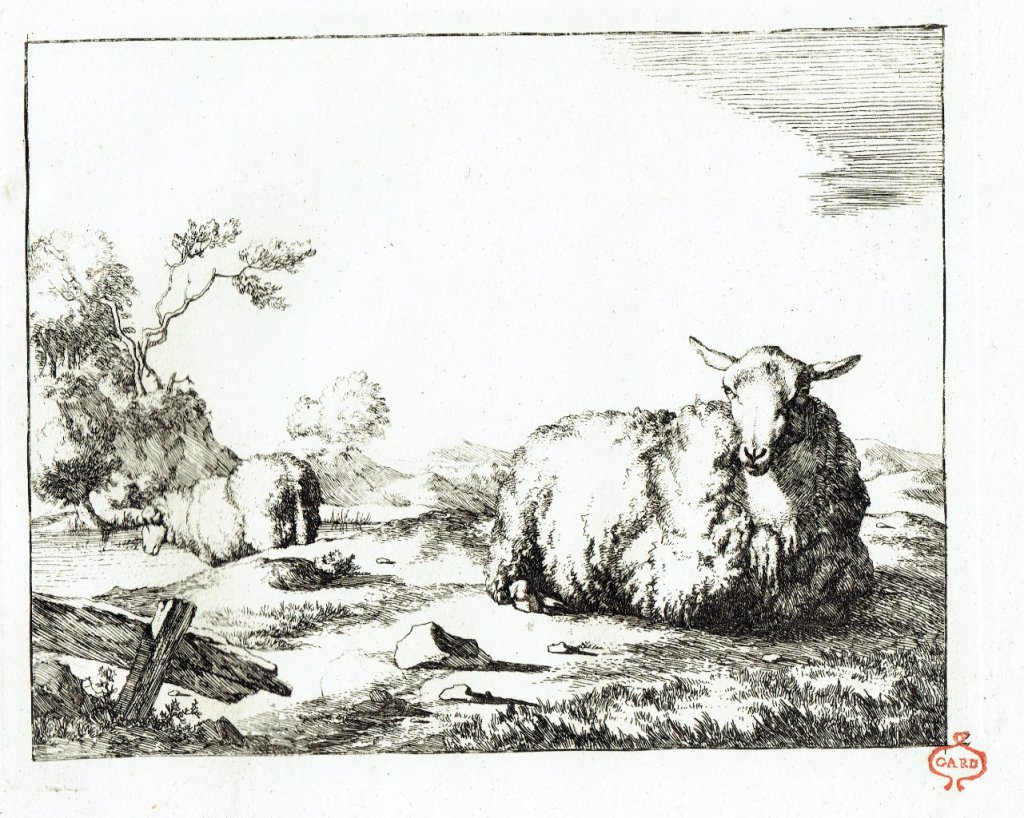 Marc de Bye d'après P. Potter. N. Visscher excud. 1664. Papier vergé, marque de collection Gard (XVIIIe siècle).
27,5 x 21,5 cm